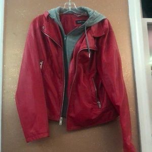 Red leather jacket material